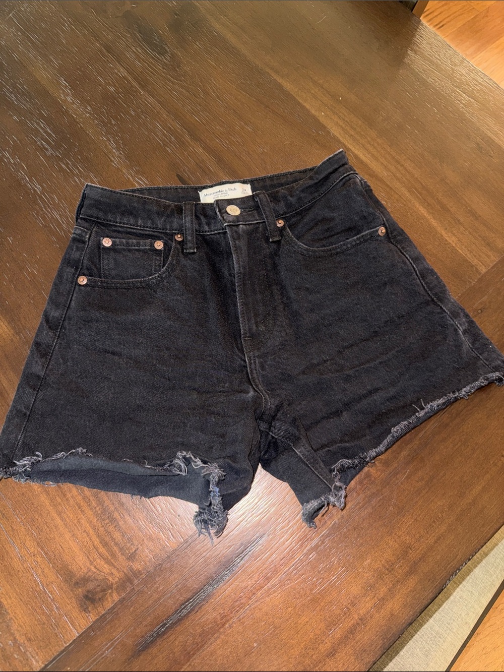 Abercrombie & Fitch Black Distressed Denim Shorts
